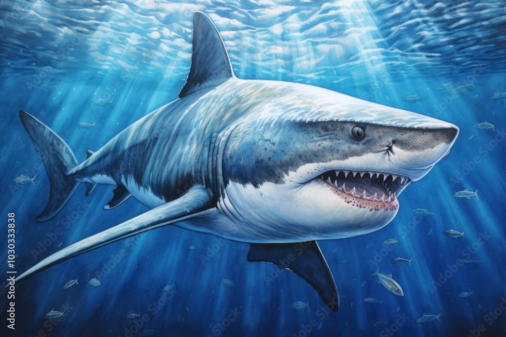 Wall mural Shark animal fish blue.