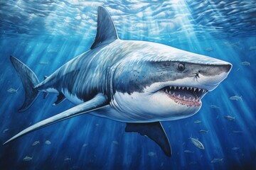 Naklejka premium Shark animal fish blue.