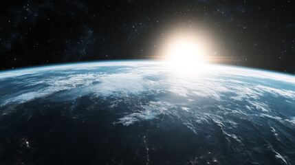 A 3D illustration background featuring a space and planet scene, designed for advertising and wallpaper. This rendering showcases a decorative concept with cosmic elements and celestial visuals.



