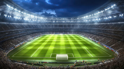 Fototapeta premium Diverse Fans Cheering in a Packed Soccer Stadium