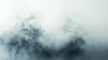 A gentle haze of smoke spreading out against a plain white background, providing an airy, almost ghostly look, perfect for abstract and creative designs.