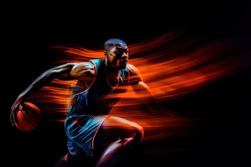 Obraz premium Basketball player sports speed light.