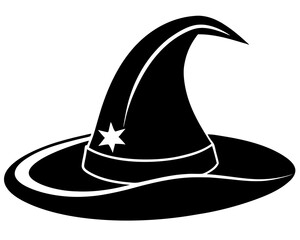 wizard hat silhouette, mage hat silhouette, witch hat silhouette vector