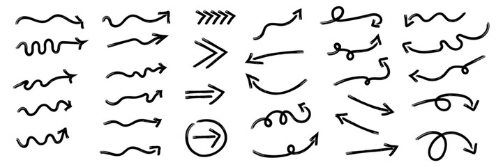 A set of arrows and directions for the design. Arrows for infographics.