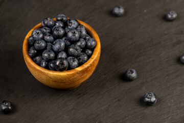 sprinkled with white sweet sugar juicy blueberry berries