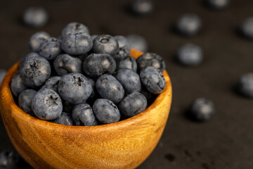 details of blueberries stacked in a bowl