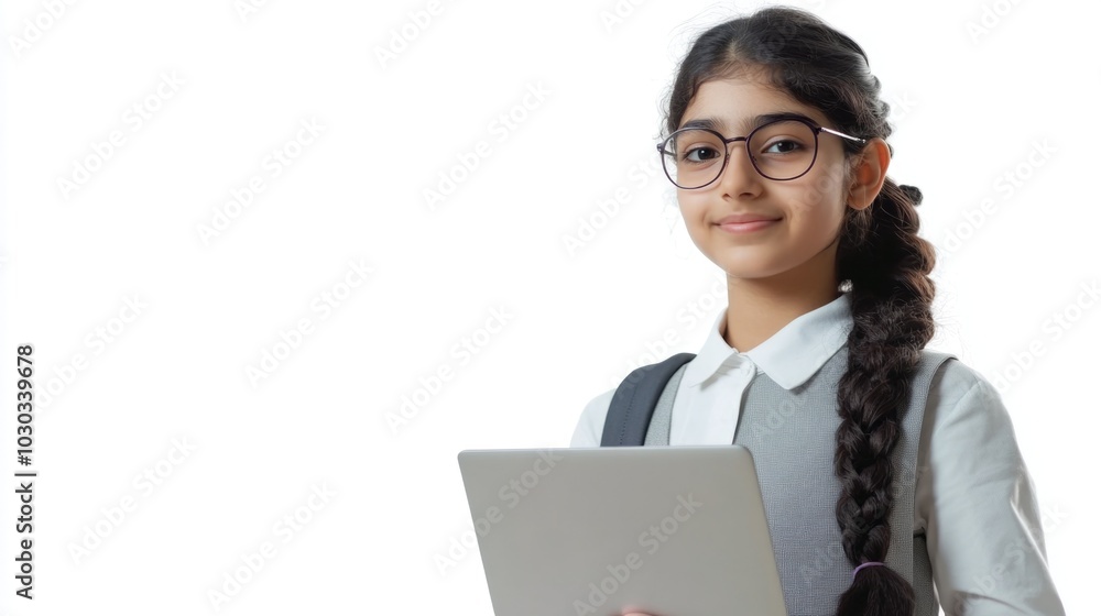 Wall mural Young Student in School Uniform