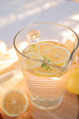 summer still life summer lemon croissant lemonade sunlight