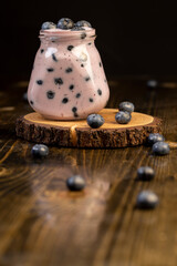 blueberry yogurt with slices and whole berries