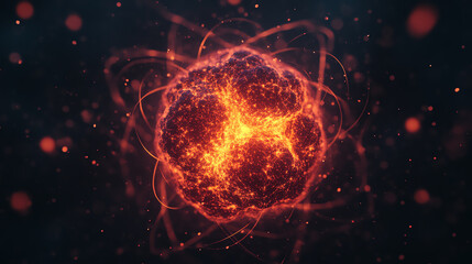 Fototapeta premium A vibrant and glowing representation of a molecular structure, showcasing energy and movement with a dark background, symbolizing scientific discovery and innovation.