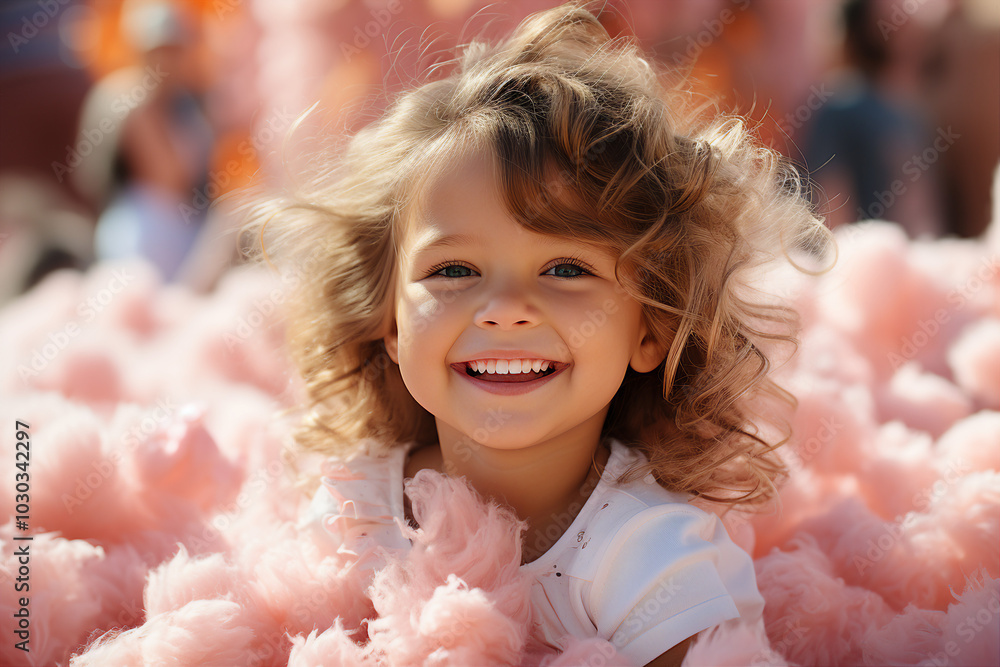 Canvas Prints Generative AI picture of happy cheerful child on a summer festival