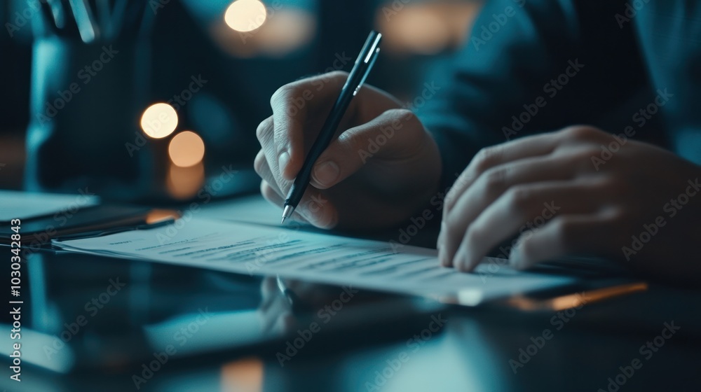 Poster smartphone for work, close-up of hands typing on a smartphone with a stylus, showing a productivity 
