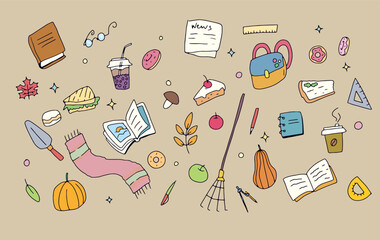 colored vectcolored vector autumn set of objectsor autumn set of objects