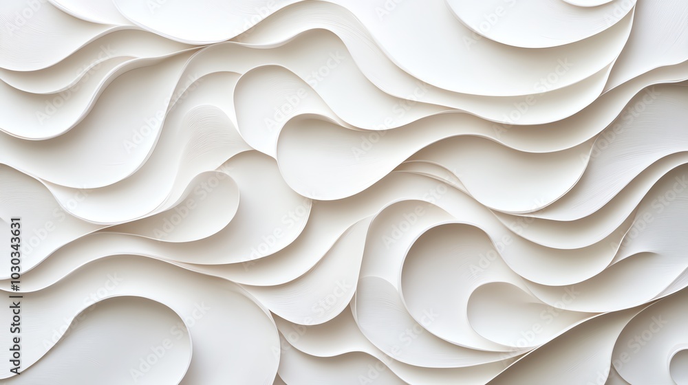 Poster delicate paper cut abstract pattern with soft curves and intricate layering for a graceful, modern d