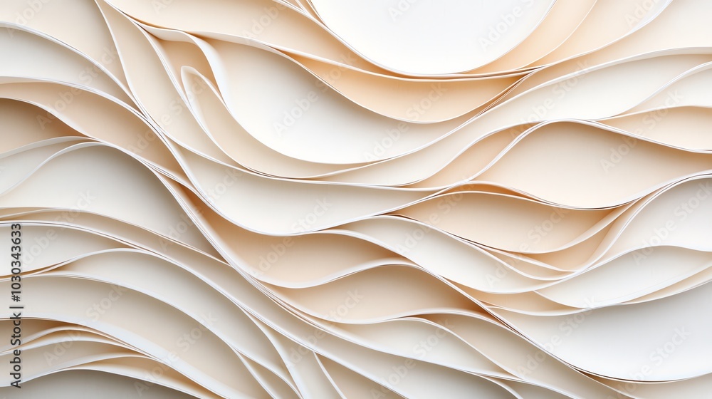 Poster delicate paper cut abstract pattern with soft curves and intricate layering for a graceful, modern d