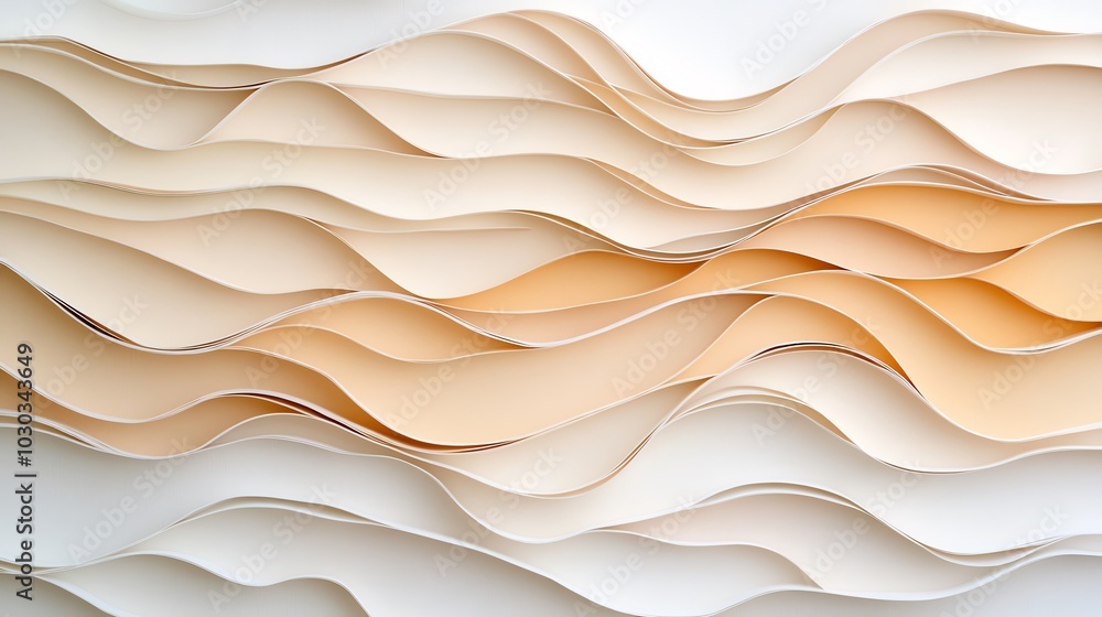 Poster delicate paper cut abstract pattern with soft curves and intricate layering for a graceful, modern d