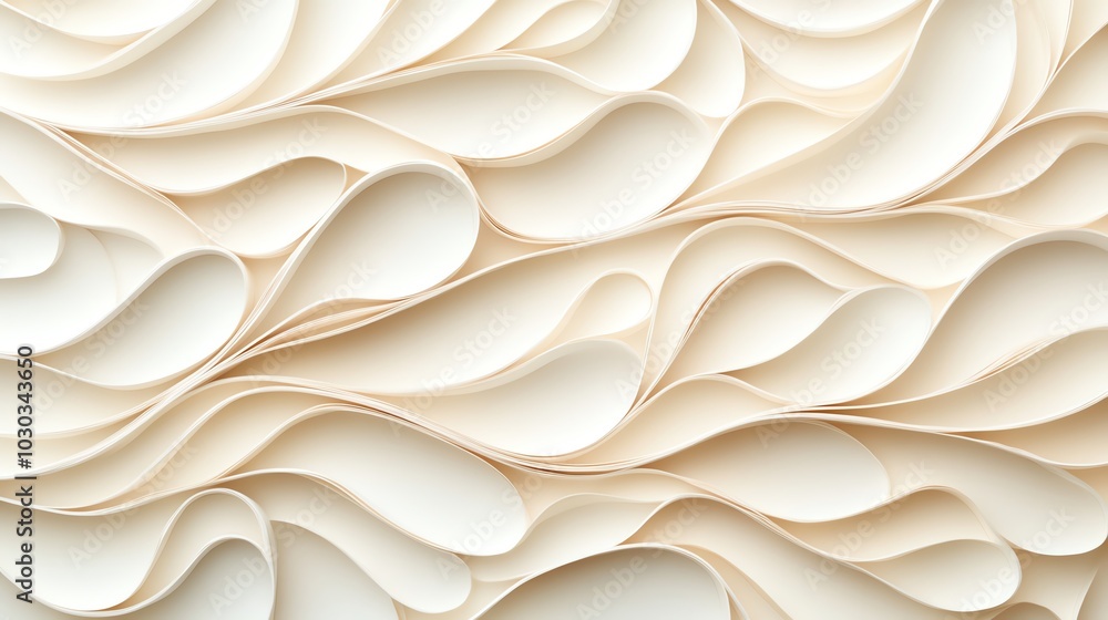 Poster delicate paper cut abstract pattern with soft curves and intricate layering for a graceful, modern d