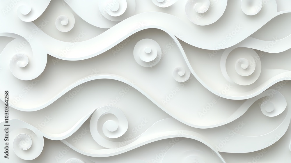 Poster repeating paper cut swirl pattern with flowing lines and intricate curves, perfect for elegant decor
