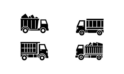Dumpster Silhouette Set logo icon in black and white 2