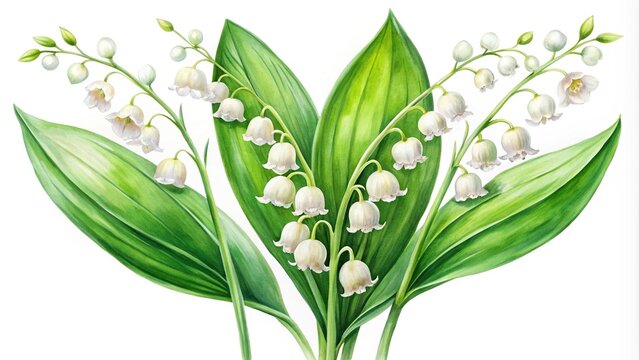 lily of the valley flowers, green leaves clip art preview