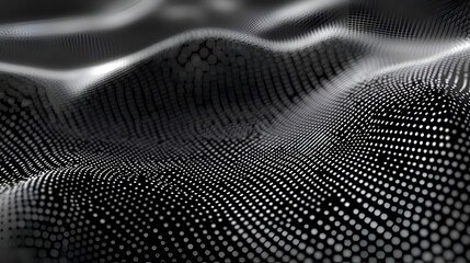 Stunning Close-Up of Abstract Black Waves Featuring Dotted Textures, Creating a Unique Visual Experience Ideal for Contemporary Art and Graphic Design