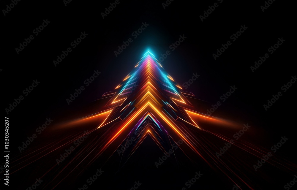 Poster an abstract design made up of a series of converging lines with a glow in the middle of the image.