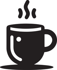 Coffee cups icons silhouette vector  