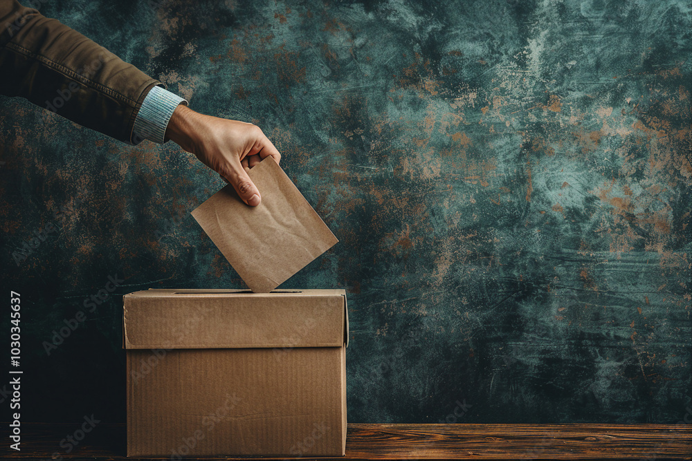 Aufkleber ai generated image of a person putting a bulletin into the voting box