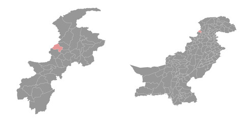 Bajaur district map, administrative division of Pakistan. Vector illustration.