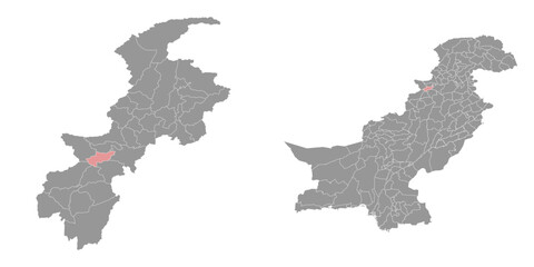 Hangu district map, administrative division of Pakistan. Vector illustration.
