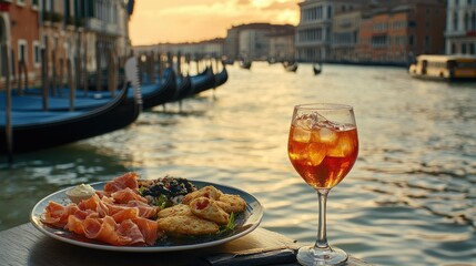 Fototapeta premium A Scenic Plate of Delicate Food by the Water's Edge