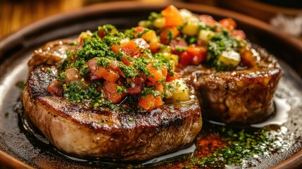 Close-up of Delicious Ossobuco with Fresh Toppings
