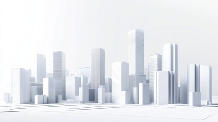 Obraz premium Abstract line art elements of modern buildings dominated by grayscale colors form a city skyline that is experiencing civilization and progress
