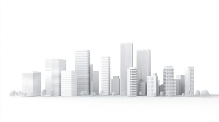 Obraz premium Abstract line art elements of modern buildings dominated by grayscale colors form a city skyline that is experiencing civilization and progress