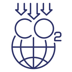reduce carbon emissions line icon on white