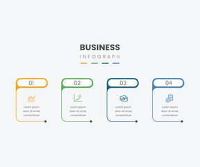 4 step thin line business infograph