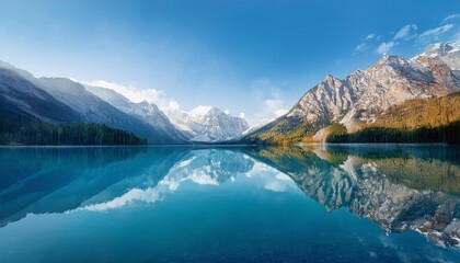 Obraz premium serene lake with majestic mountain backdrop in a tranquil natural setting