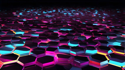 Obraz premium Abstract Neon Hexagon Pattern wallpaper background