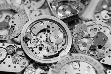 Clockwork details and parts, macro shot