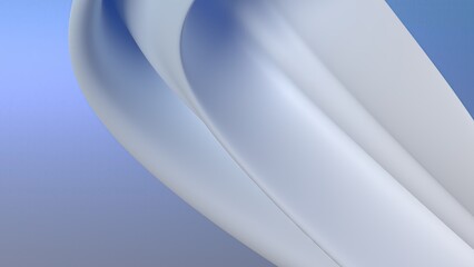 An elegant and modern 3D rendering of an abstract background featuring a matte twisted gentle curve in a blue and white gradient, depicted with a contemporary artistic flair.