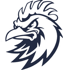 Bold and Vibrant Chicken Head Illustration - Detailed Rooster Artwork in Vector Style, Perfect for Farm Animal Merchandise, Rustic Decor, and Agriculture Branding. High-Quality Poultry Graphic.