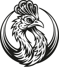 Bold and Vibrant Chicken Head Illustration - Detailed Rooster Artwork in Vector Style, Perfect for Farm Animal Merchandise, Rustic Decor, and Agriculture Branding. High-Quality Poultry Graphic.