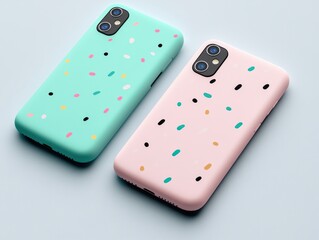Colorful smartphone cases on minimalist background highlight modern design