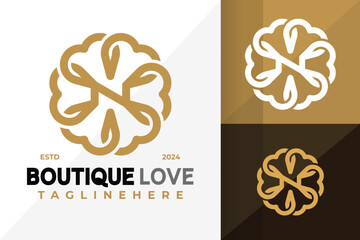 N Letter Boutique Heart Logo Icon Vector Design. Creative simple logos designs illustration