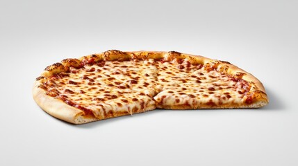 Delicious baked cheese pizza with fresh crust and perfect slice missing