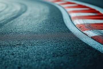 Close-up of a racetrack. Perfect for backgrounds or designs related to racing, speed, and competition.