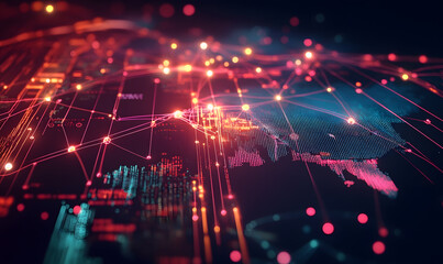 Futuristic Stock Market Chart with Glowing Data or Dynamic Financial Timeline for graphic background