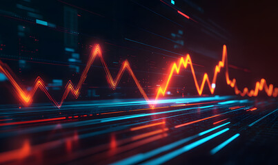 Futuristic Stock Market Chart with Glowing Data or Dynamic Financial Timeline for graphic background