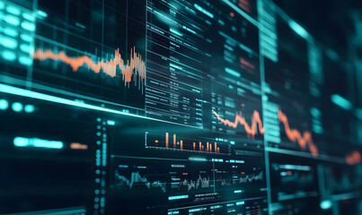 Futuristic Stock Market Chart with Glowing Data or Dynamic Financial Timeline for graphic background