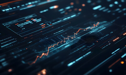 Obraz premium Futuristic Stock Market Chart with Glowing Data or Dynamic Financial Timeline for graphic background